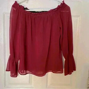 WAYF off the shoulder blouse, wine color, size small, bought at Nordstrom